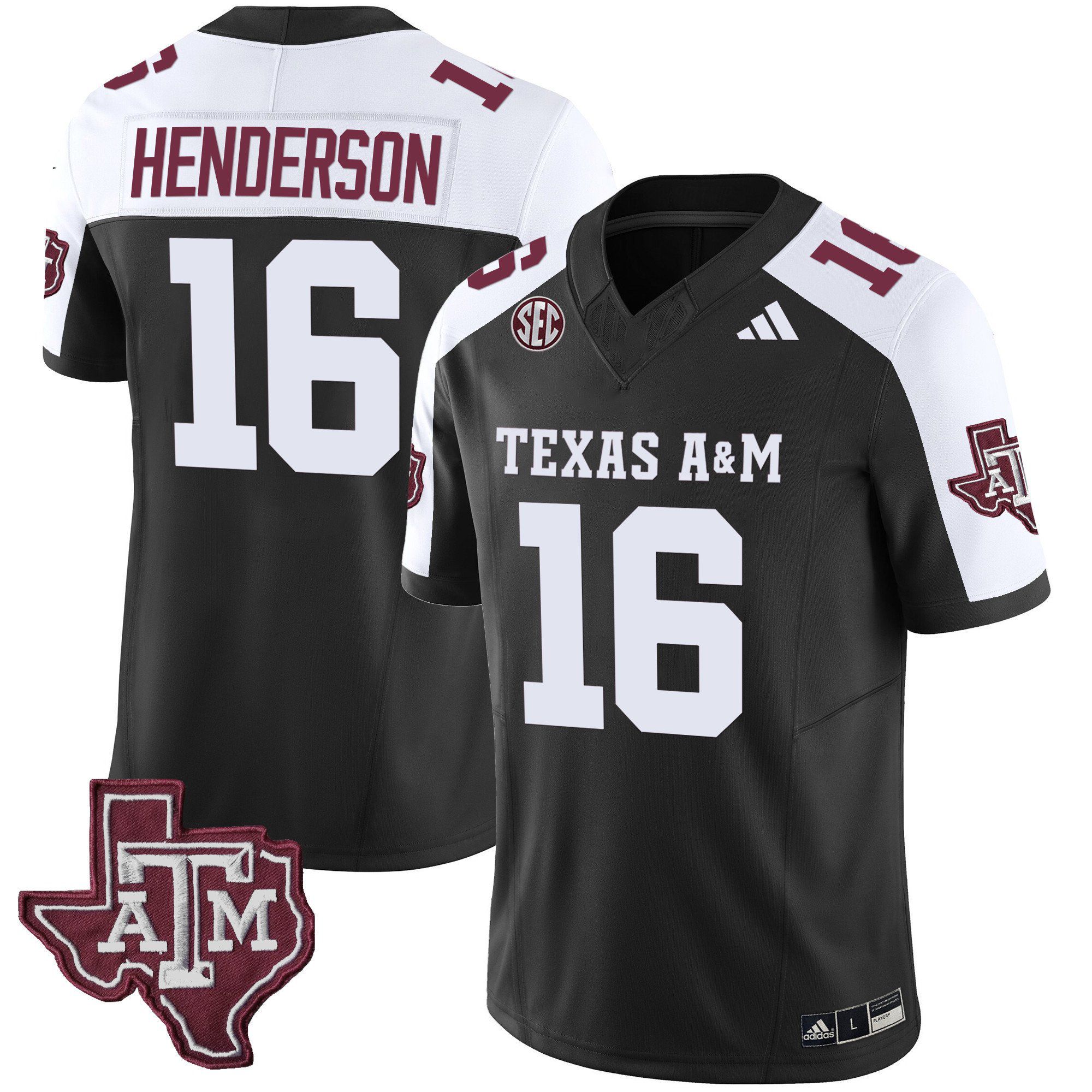 Men Texas A&M Aggies #16 Henderson Black 2024 Vapor Limited NCAA Jersey